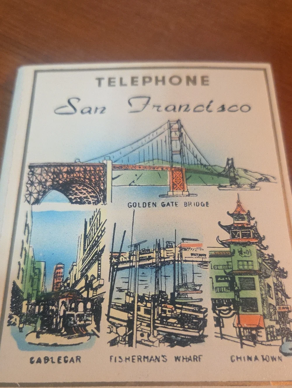 San Francisco Vintage RARE  Telephone Artwork POCKET Phone BOOK - Cream